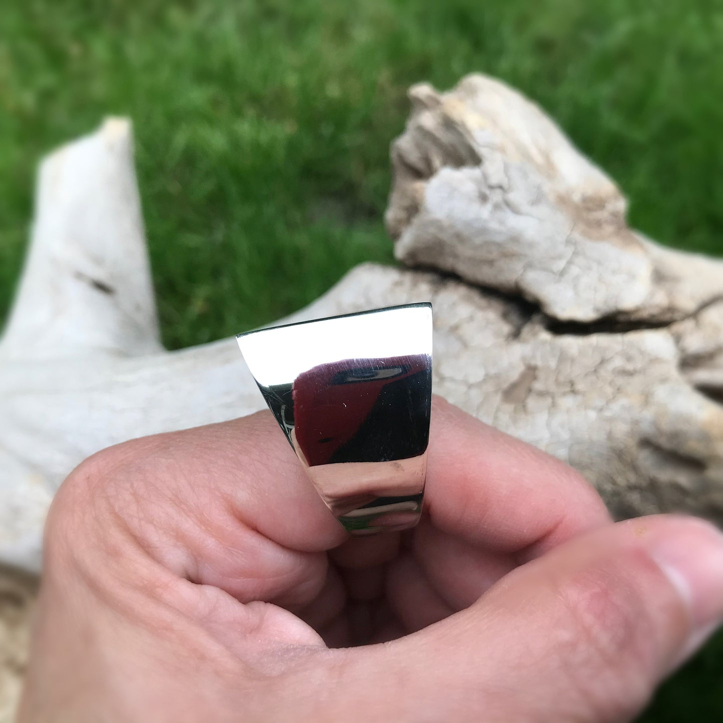 Sterling Silver Modernist Abstract oversize Statement Ring 6 last one