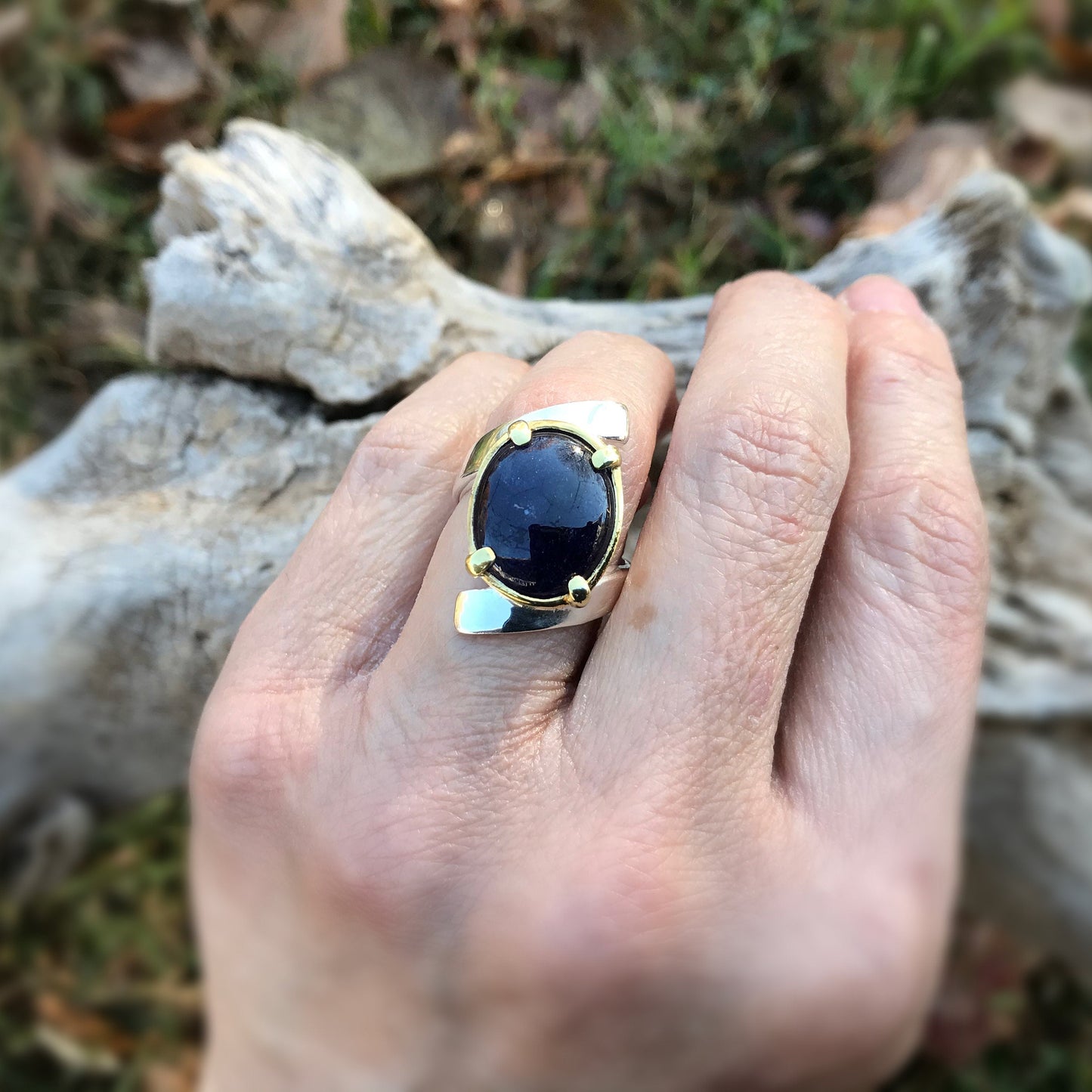 Handmade Sterling Silver Natural Blue Sapphire Ring 6.5 Colors Of Etnika