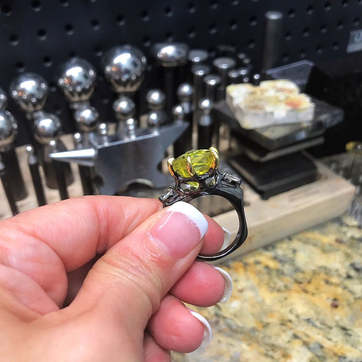 Sterling Silver Natural lemon quartz statement Ring 8.5
