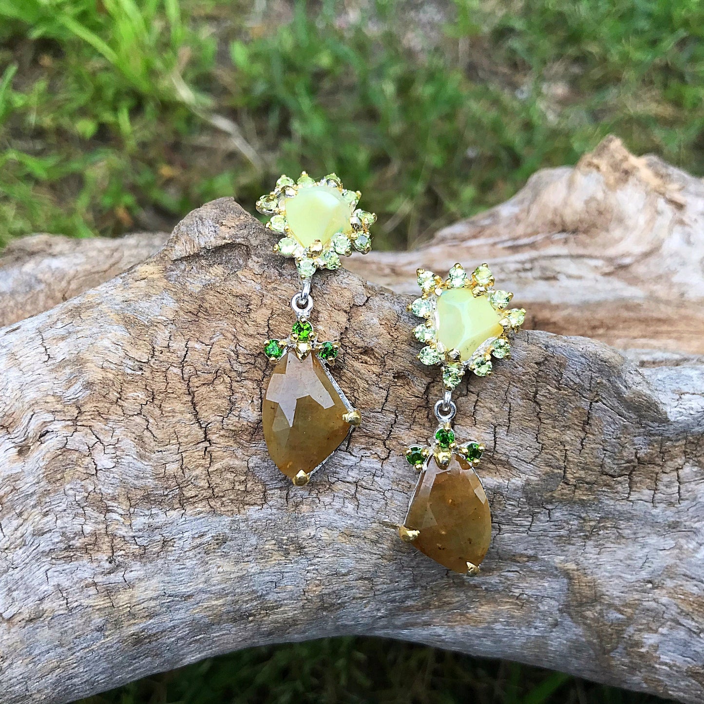 Sterling silver yellow sapphire statement earrings Colors Of Etnika