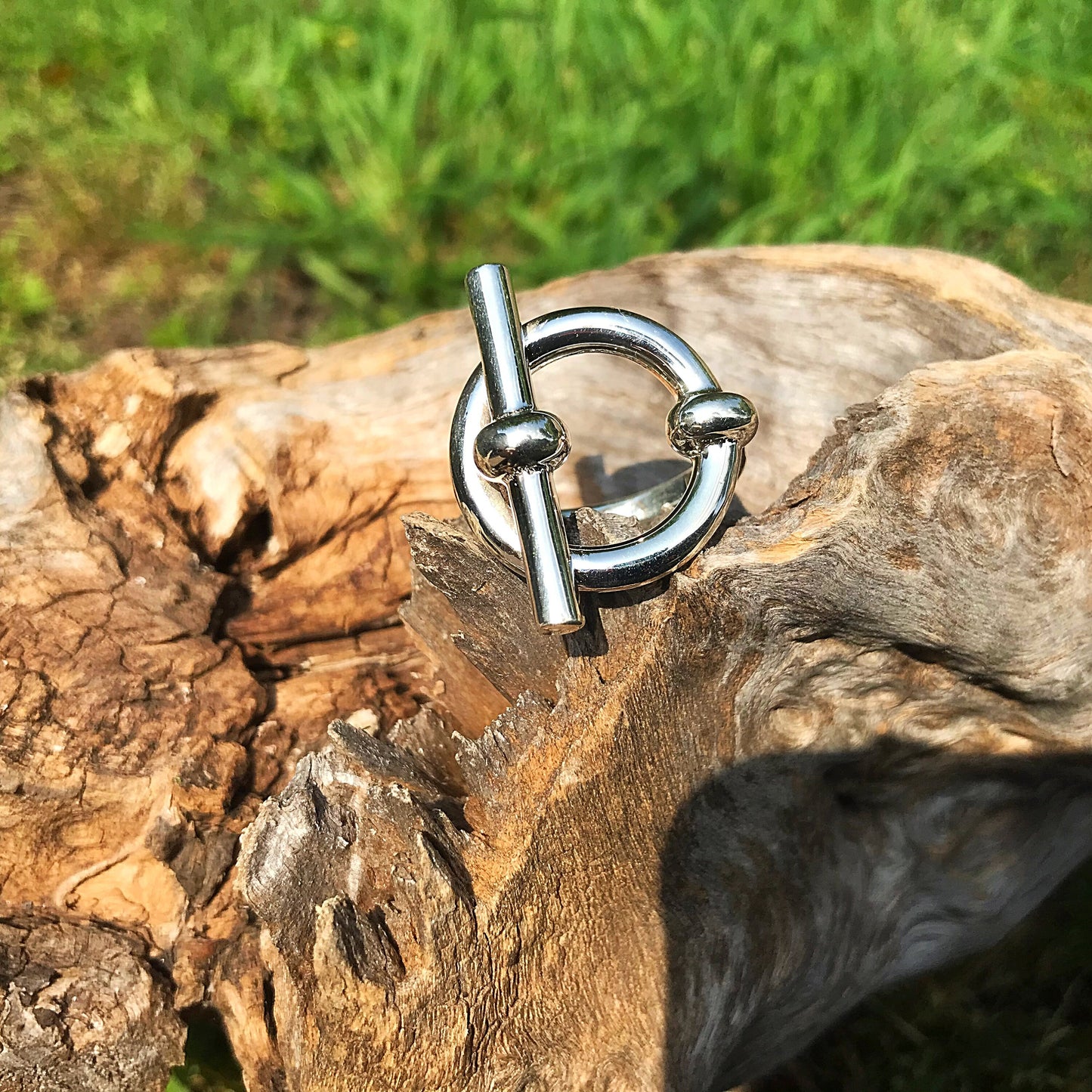 Sterling Silver Modernist buckle oversize Statement Ring