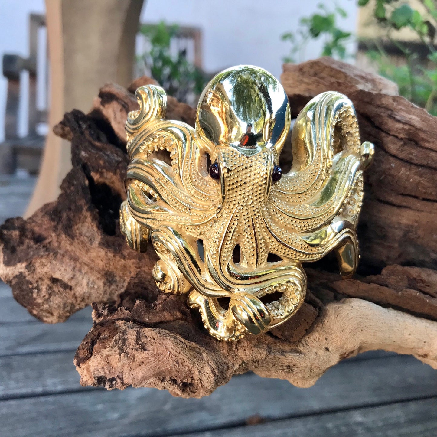 sterling silver Gold squid octopus cuff Bracelet artisan handmade