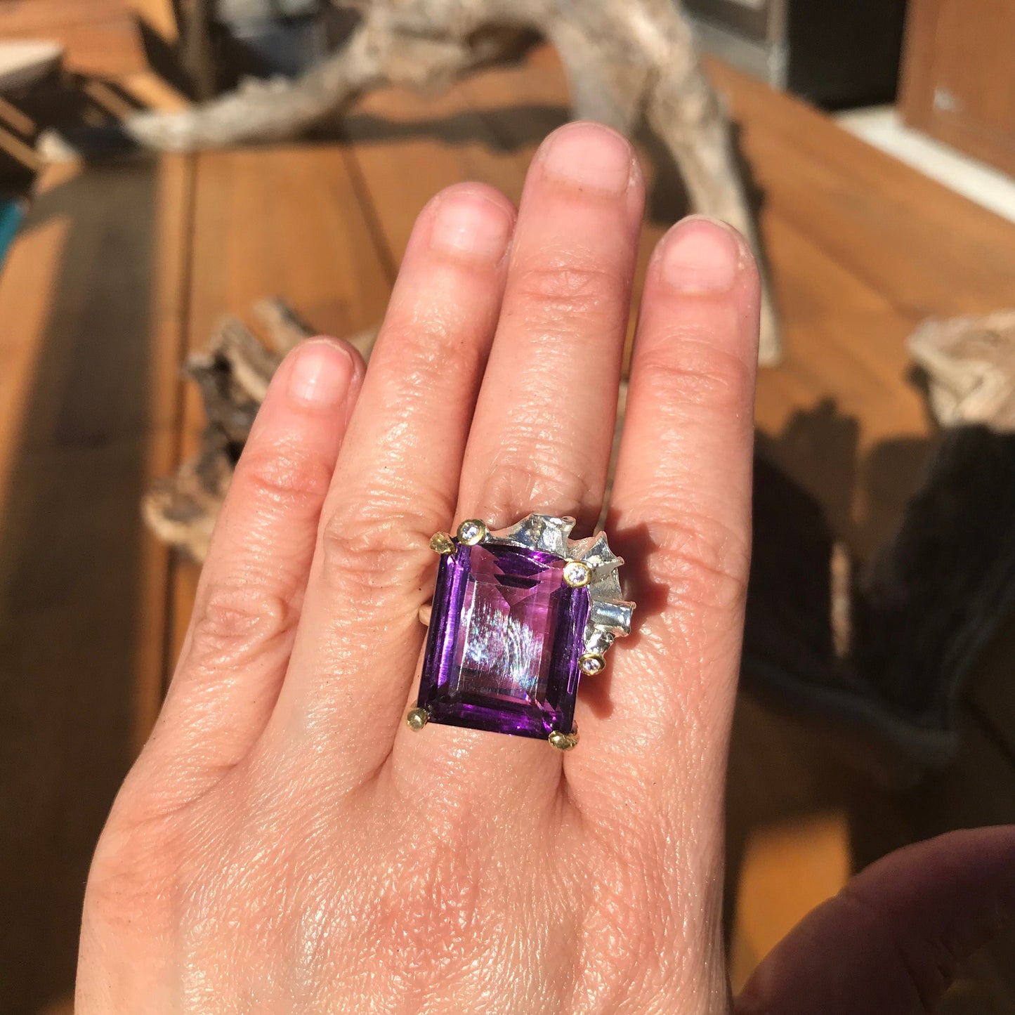 Sterling silver modernist amethyst ring 9 Colors Of Etnika