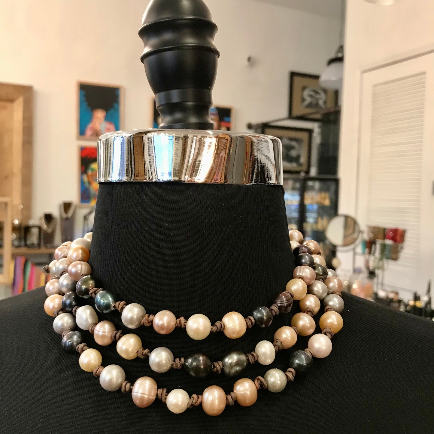 Natural cultivated pearls multi color pastel long pearl necklace