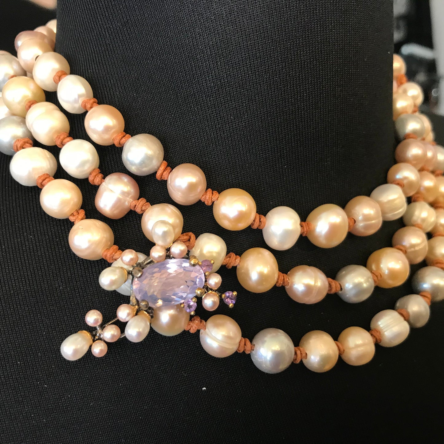 Natural pearls multi color pastel long pearl necklace