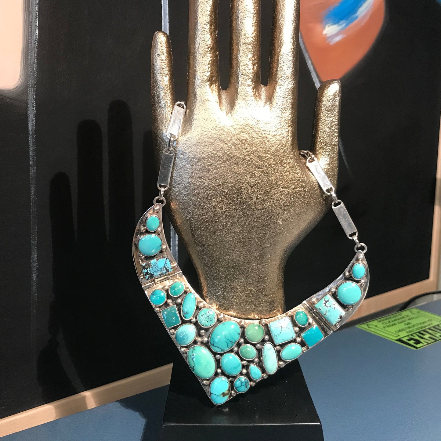 Sterling silver statement handmade Turquoise vintage necklace collar Colors Of Etnika