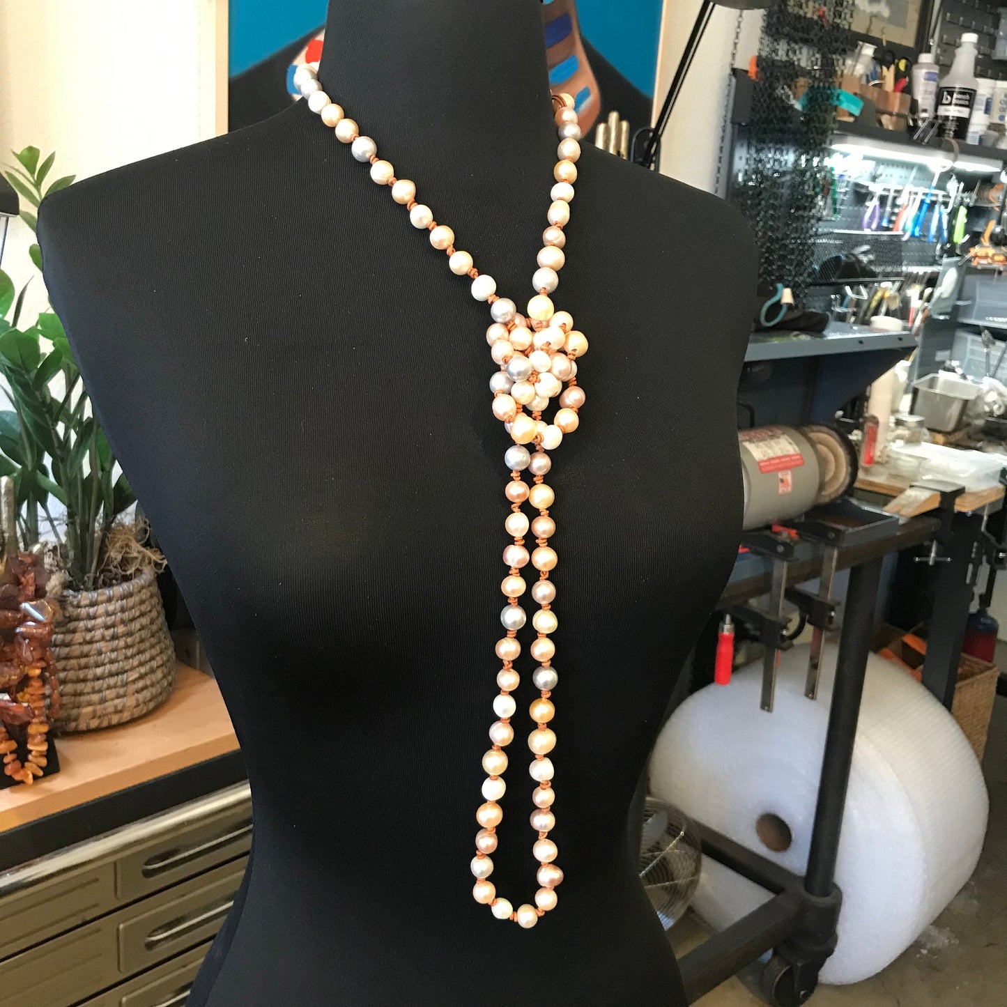 Natural pearls multi color pastel long pearl necklace