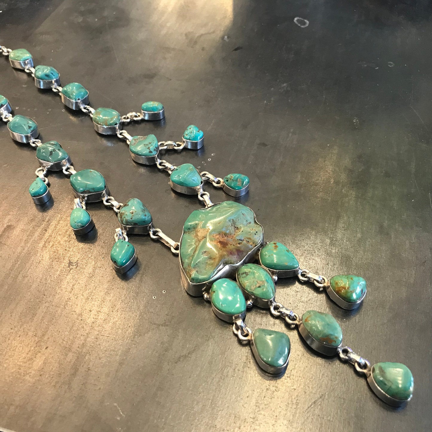 Vintage Sterling Silver Turquoise Statement Necklace