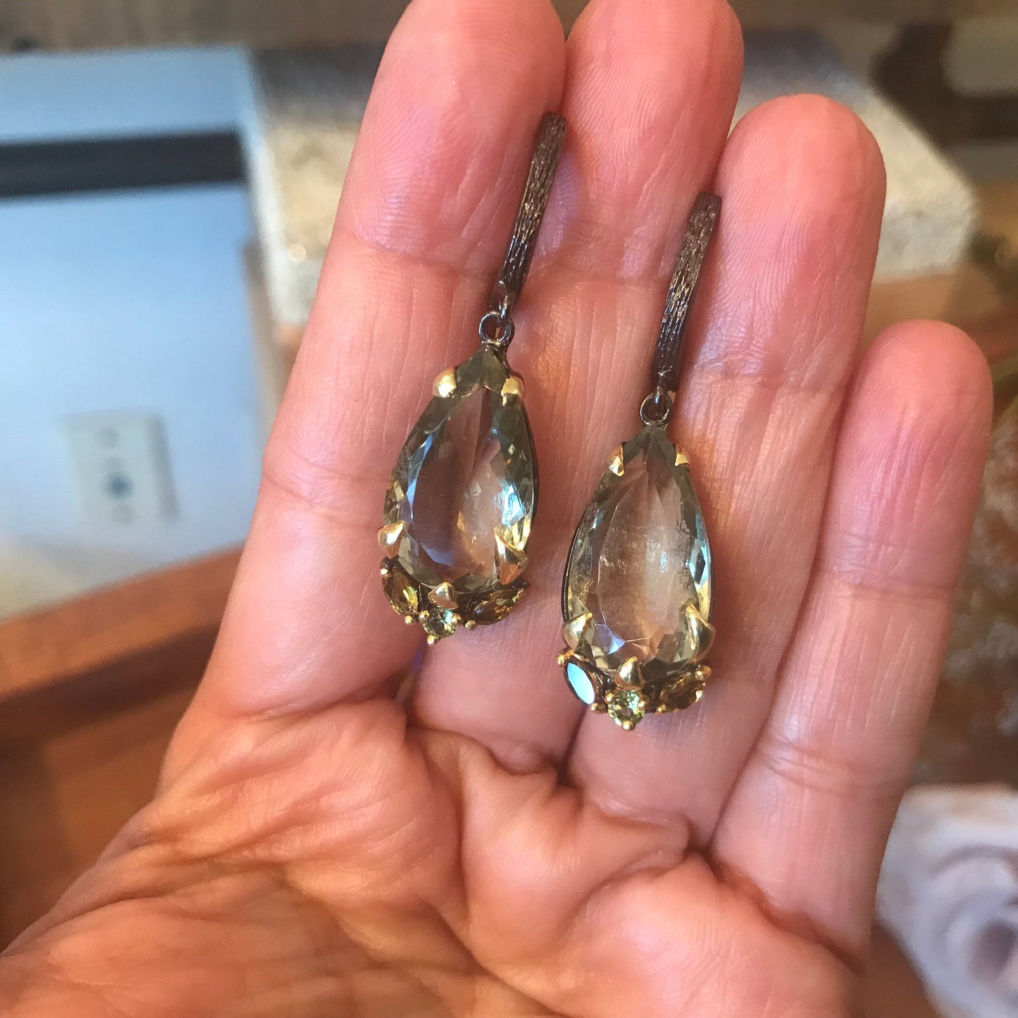Sterling Silver green amethyst statement Earrings