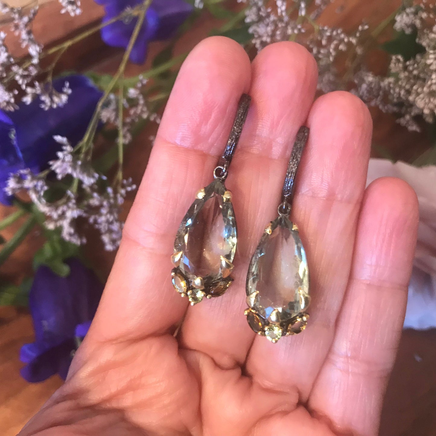 Sterling Silver green amethyst statement Earrings