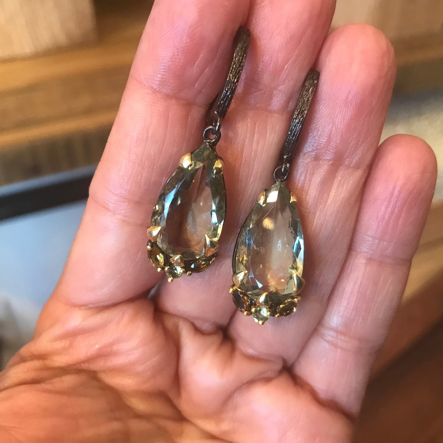 Sterling Silver green amethyst statement Earrings