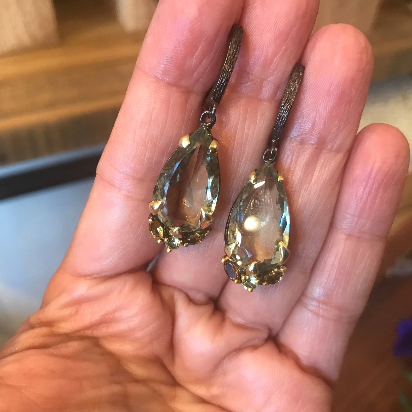 Sterling Silver green amethyst statement Earrings