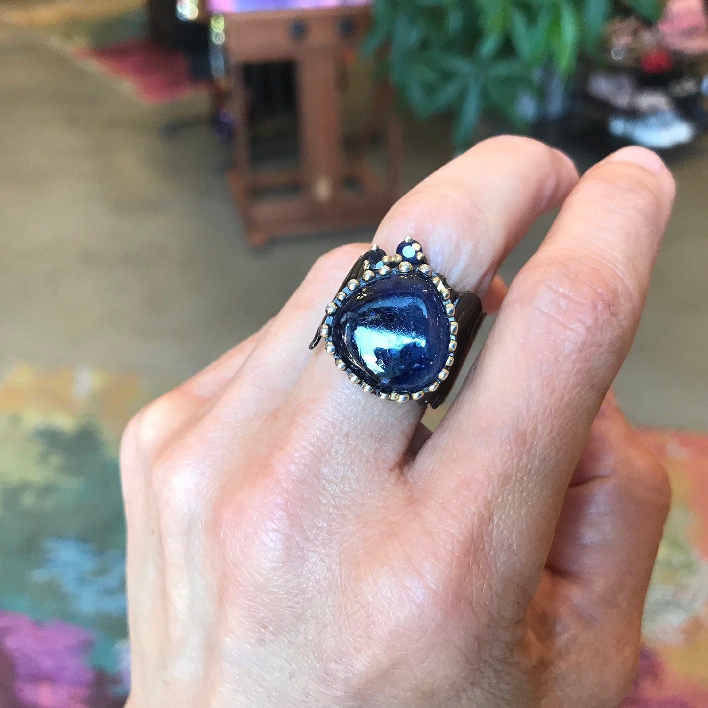 Sterling Silver blue sapphire band ring 9 Colors Of Etnika