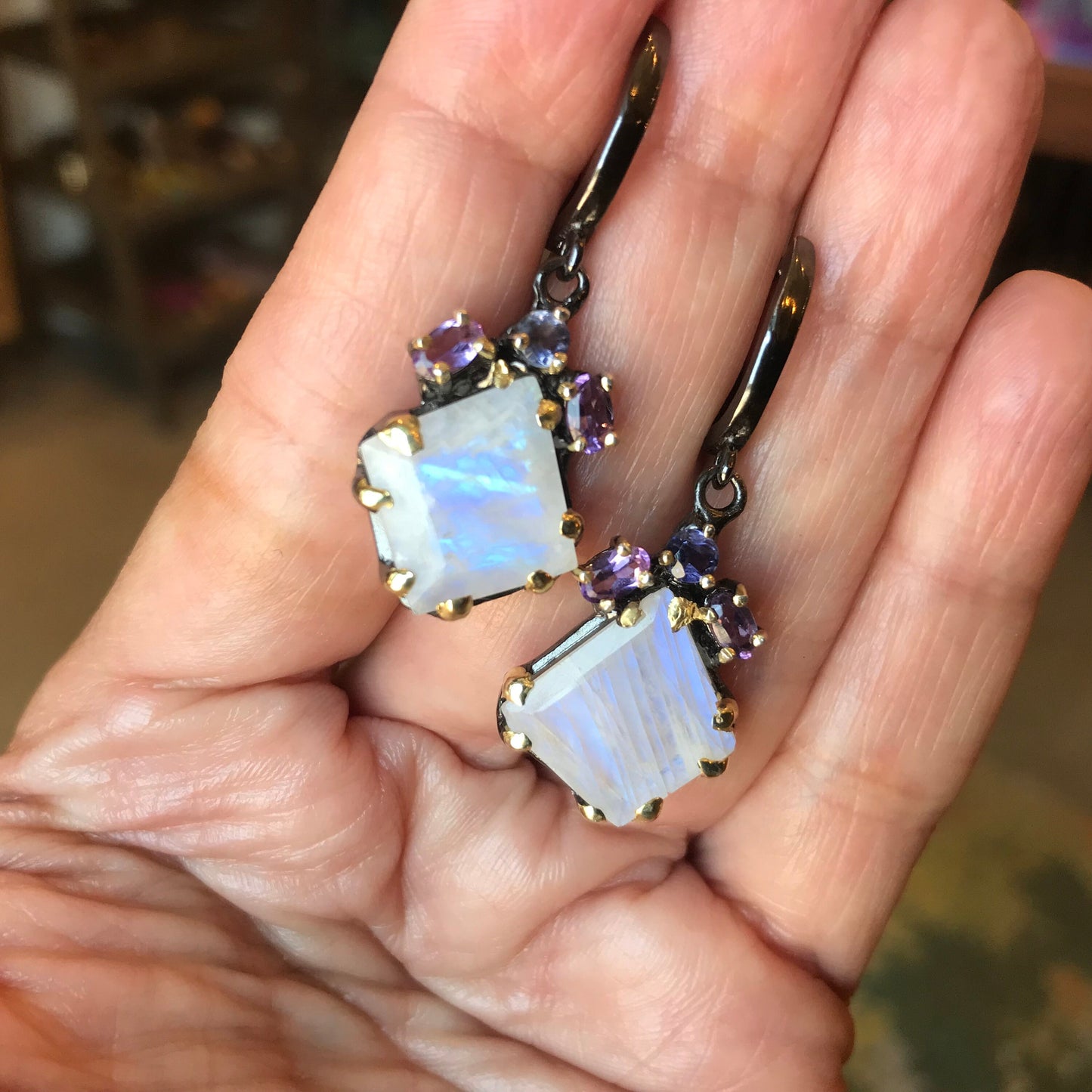 Moonstone Sterling Silver moonstone Dangle Earrings