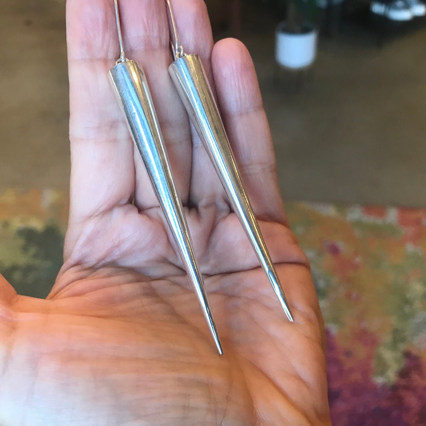 Sterling Silver Rebel spike long Earrings