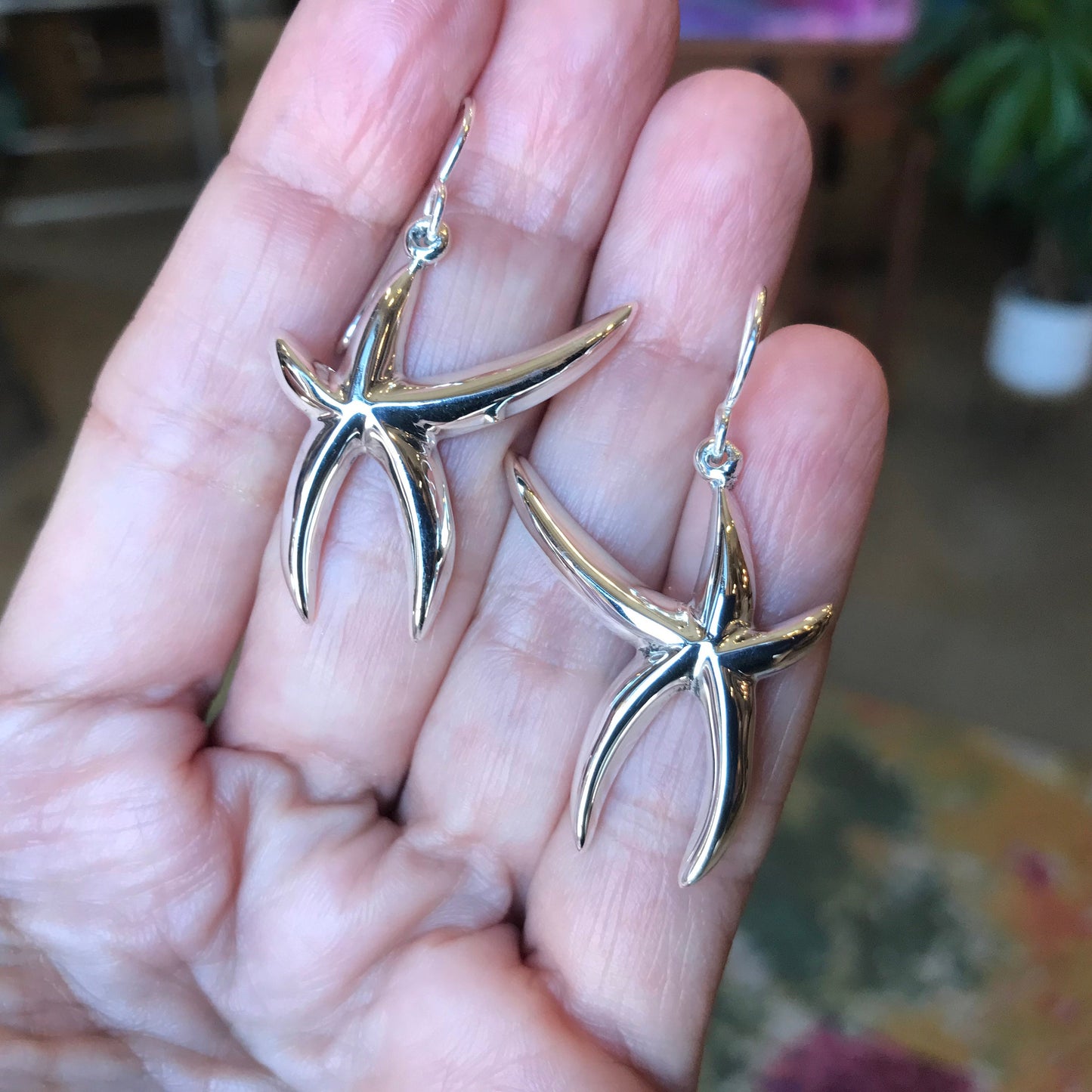Sterling Silver Starfish star Fish earrings