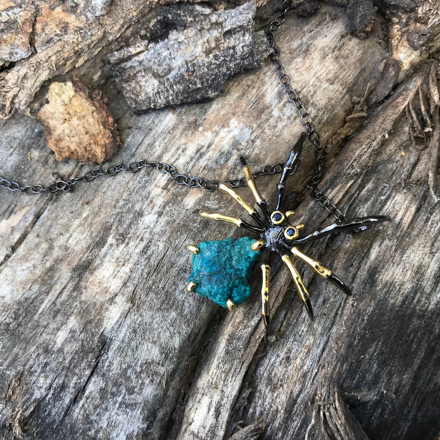 Sterling silver turquoise spider necklace Colors Of Etnika