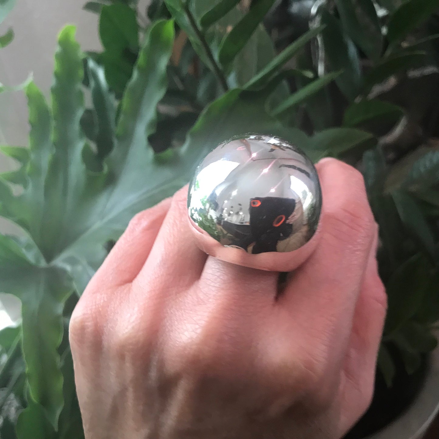 Sterling Silver Modernist Abstract oversize dome Statement Ring 7 8 9 10
