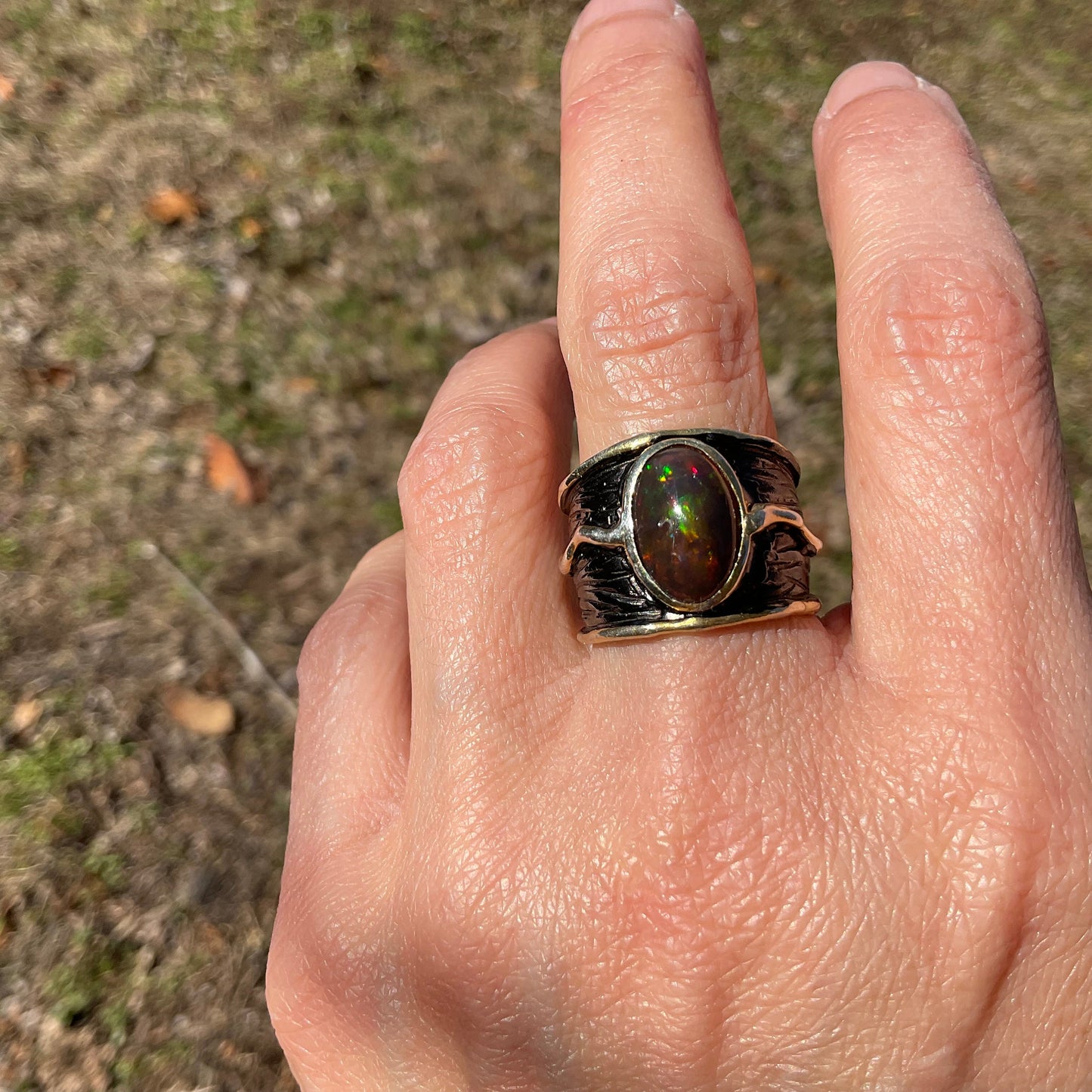 sterling silver natural red fire opal band ring 7.5