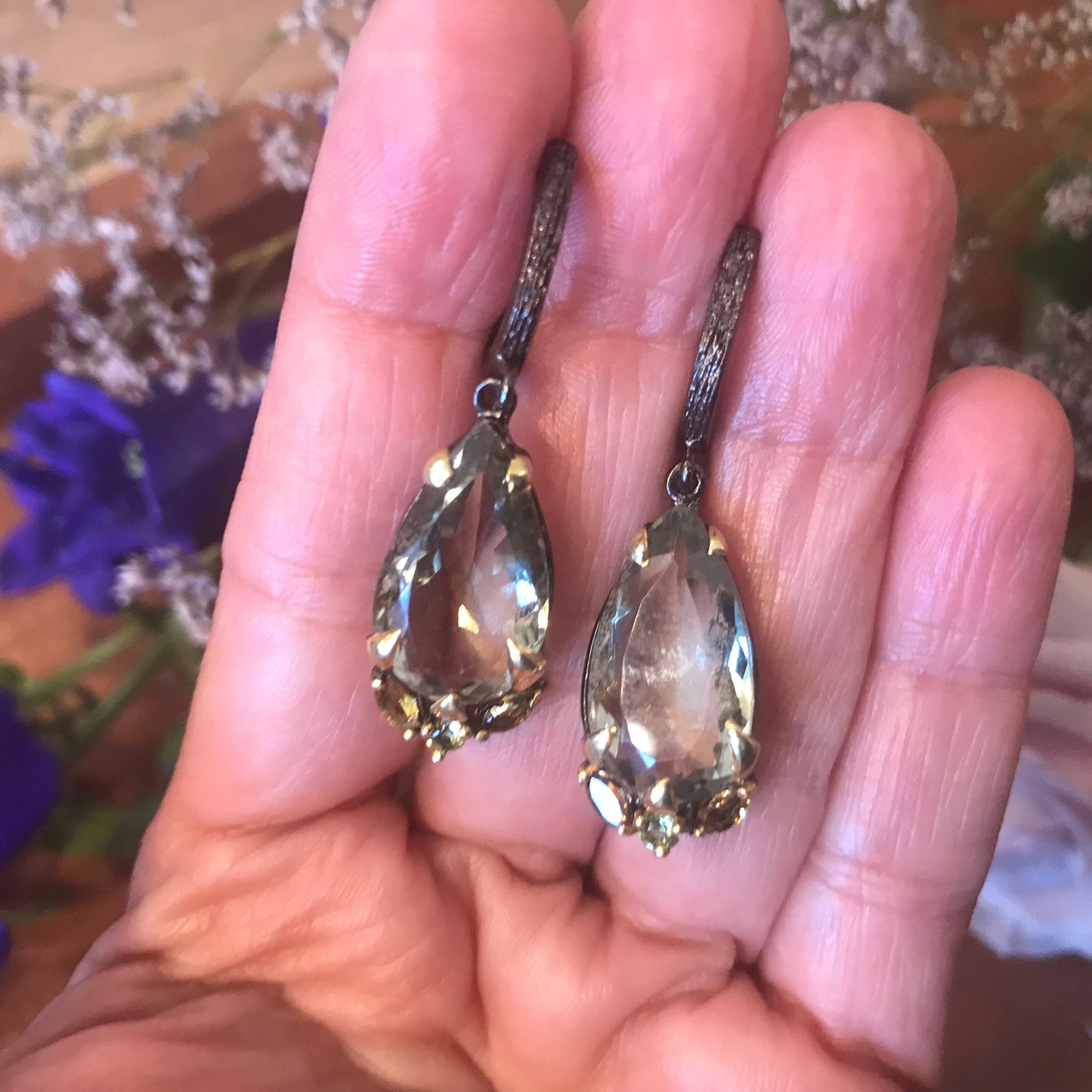Sterling Silver green amethyst statement Earrings