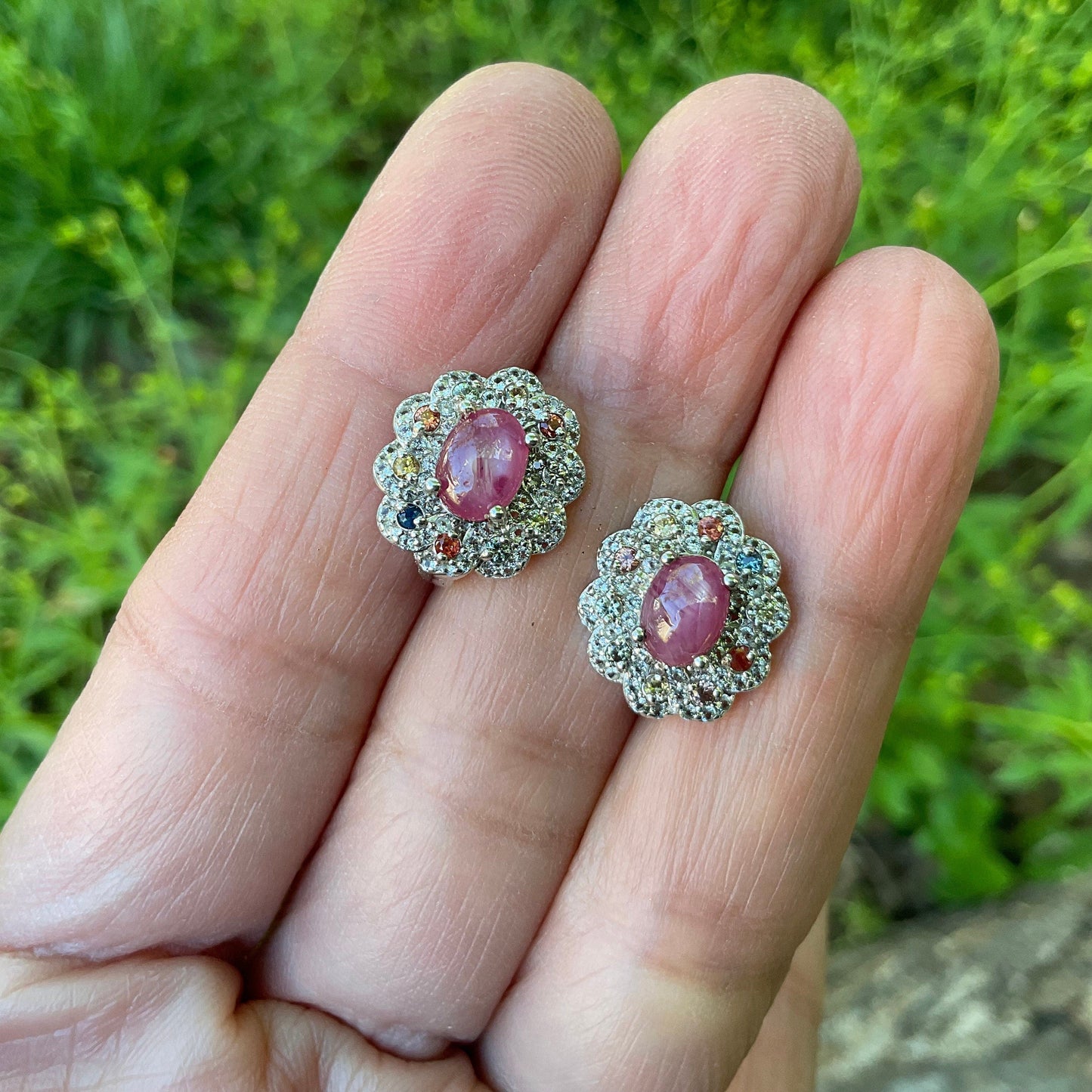 sterling silver star ruby sapphire Stud post earrings Colors Of Etnika