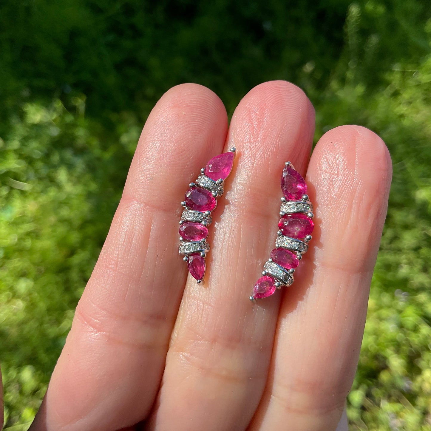 Sterling Silver Natural ruby stud Earrings