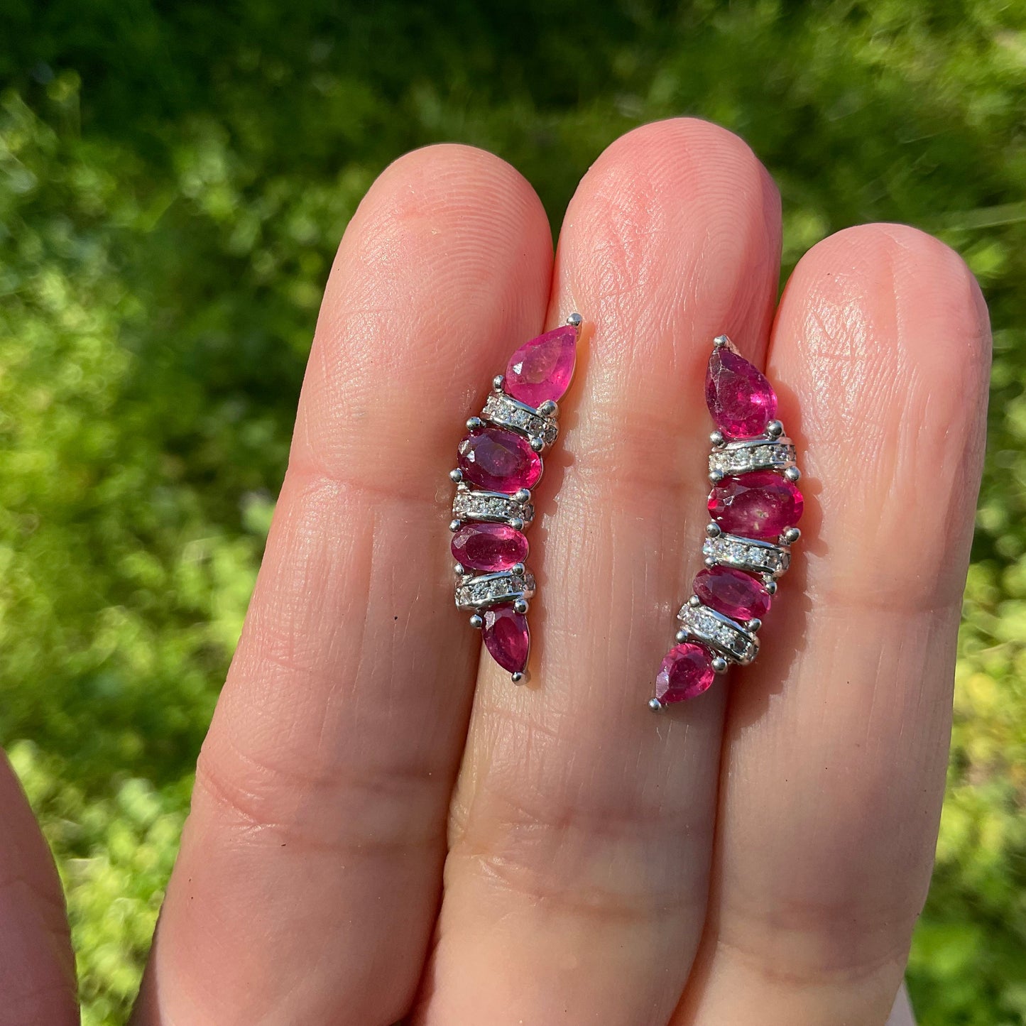 Sterling Silver Natural ruby stud Earrings
