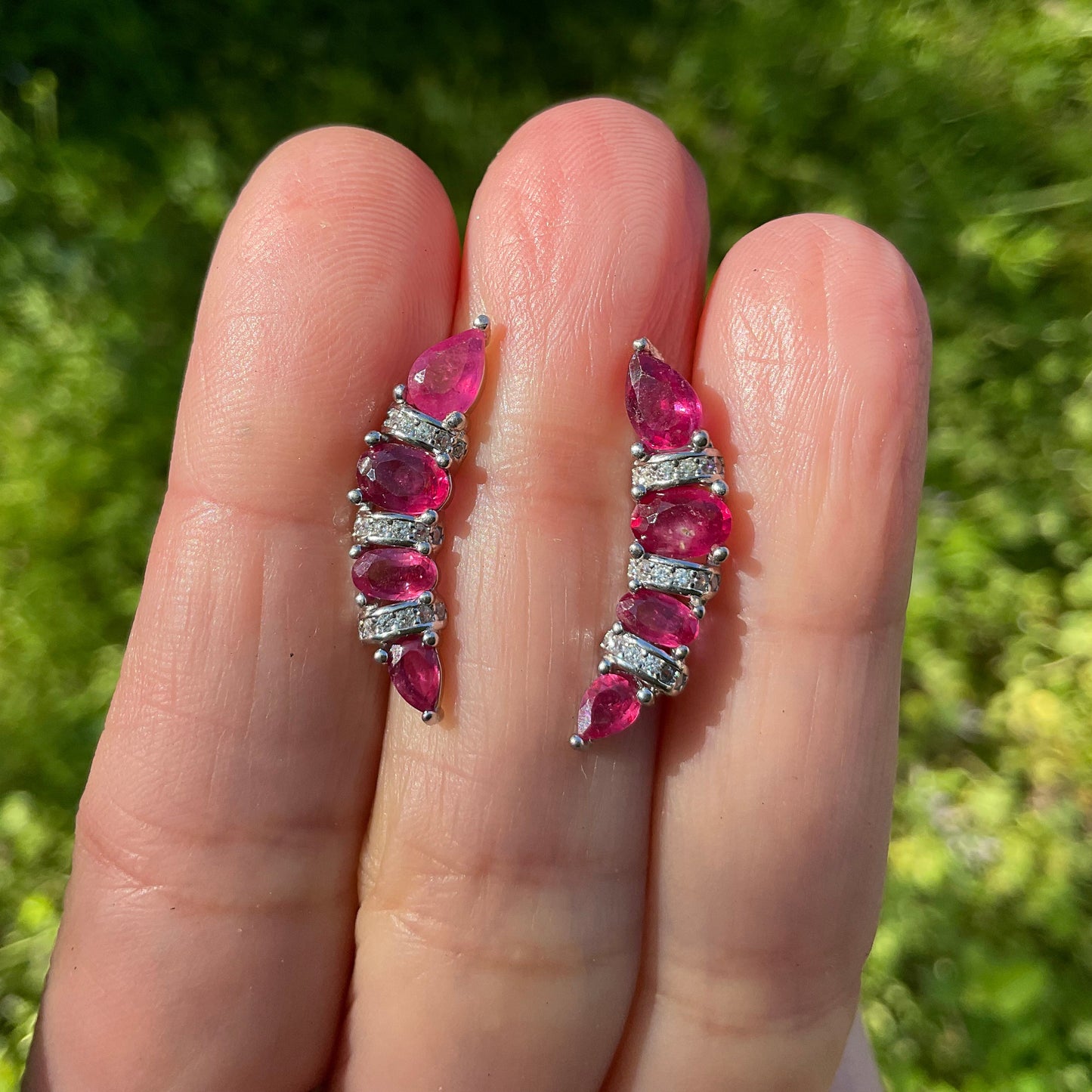 Sterling Silver Natural ruby stud Earrings