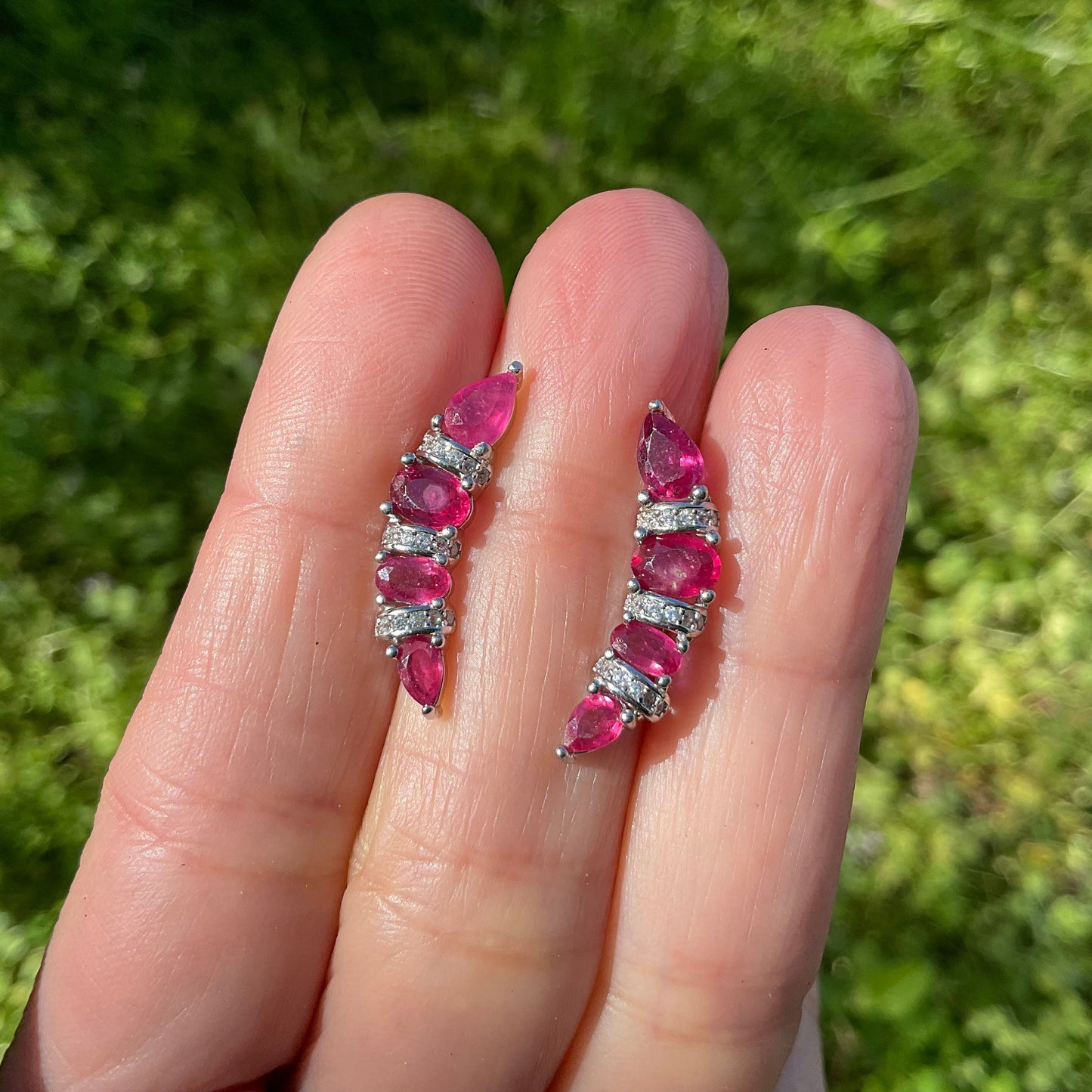 Sterling Silver Natural ruby stud Earrings