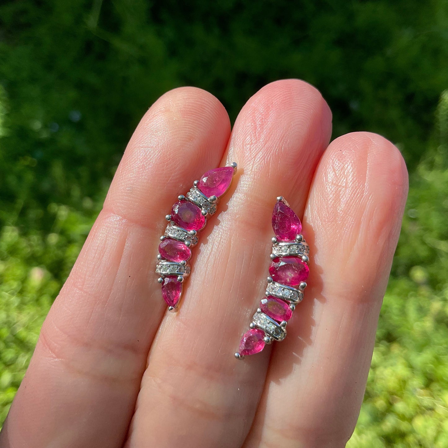 Sterling Silver Natural ruby stud Earrings