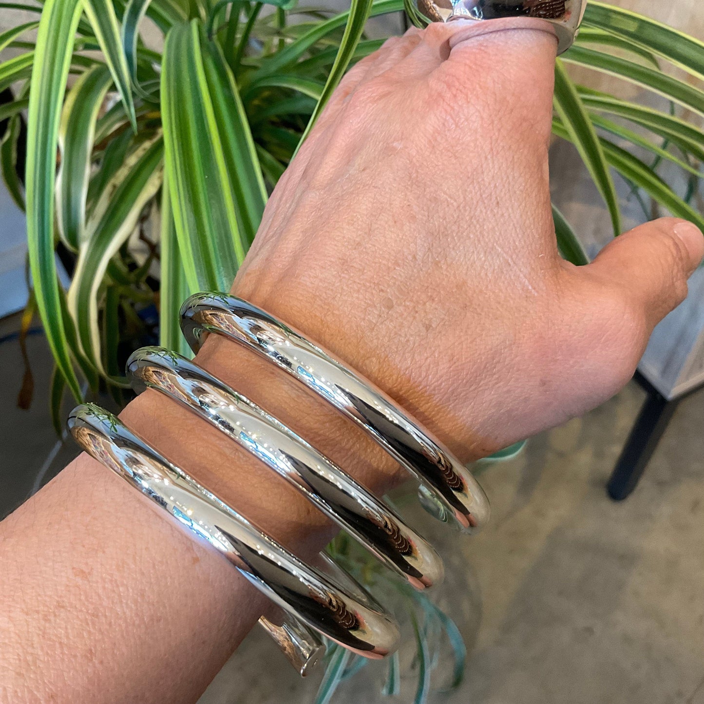 sterling silver modernist abstract Bracelet bangle cuff Colors Of Etnika