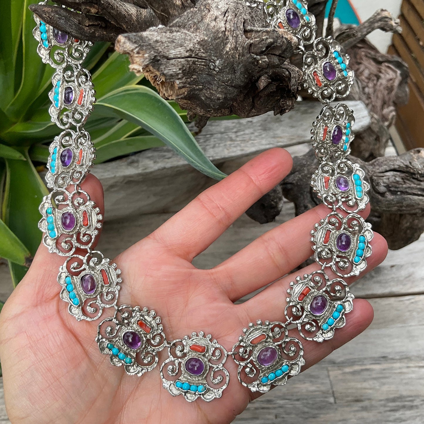 Sterling silver turquoise coral earrings ring bracelet set necklace