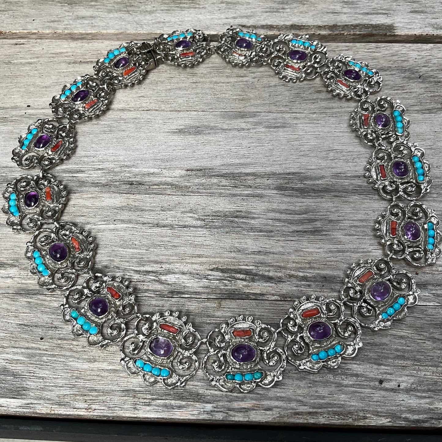 Sterling silver turquoise coral earrings ring bracelet set necklace