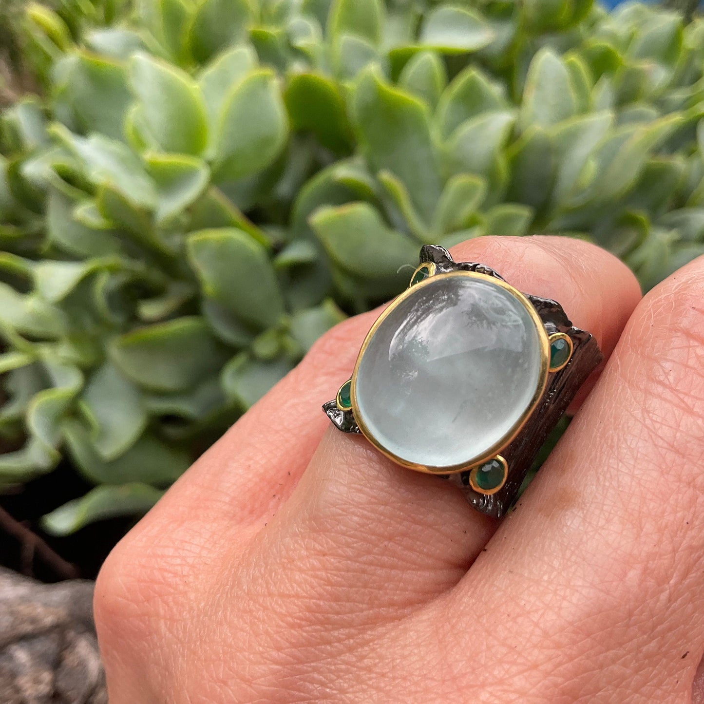 Sterling Silver etnika Aquamarine band ring 5.5 Colors Of Etnika