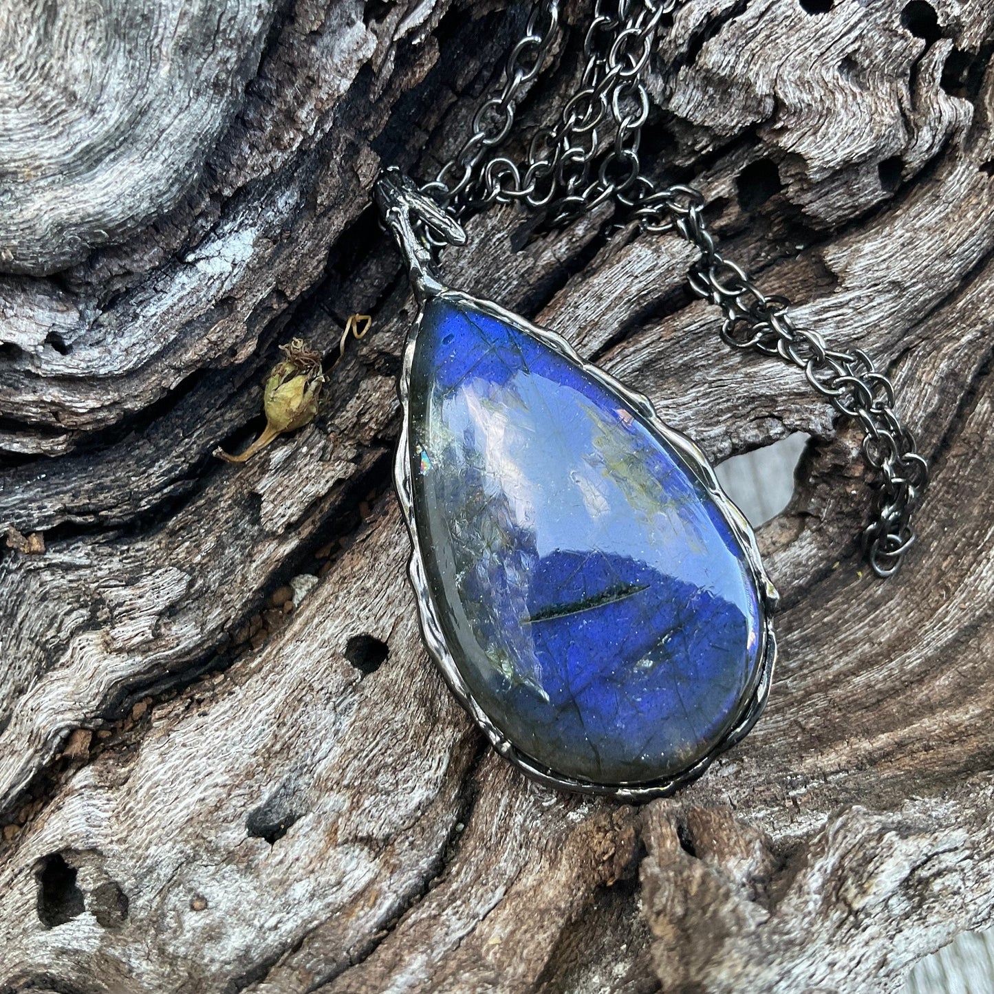 Sterling Silver Labradorite pear shape Pendant Necklace Colors Of Etnika