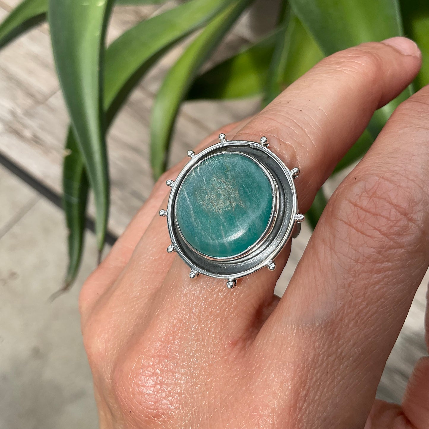 Sterling Silver Natural Aquamarine modernist ring 6