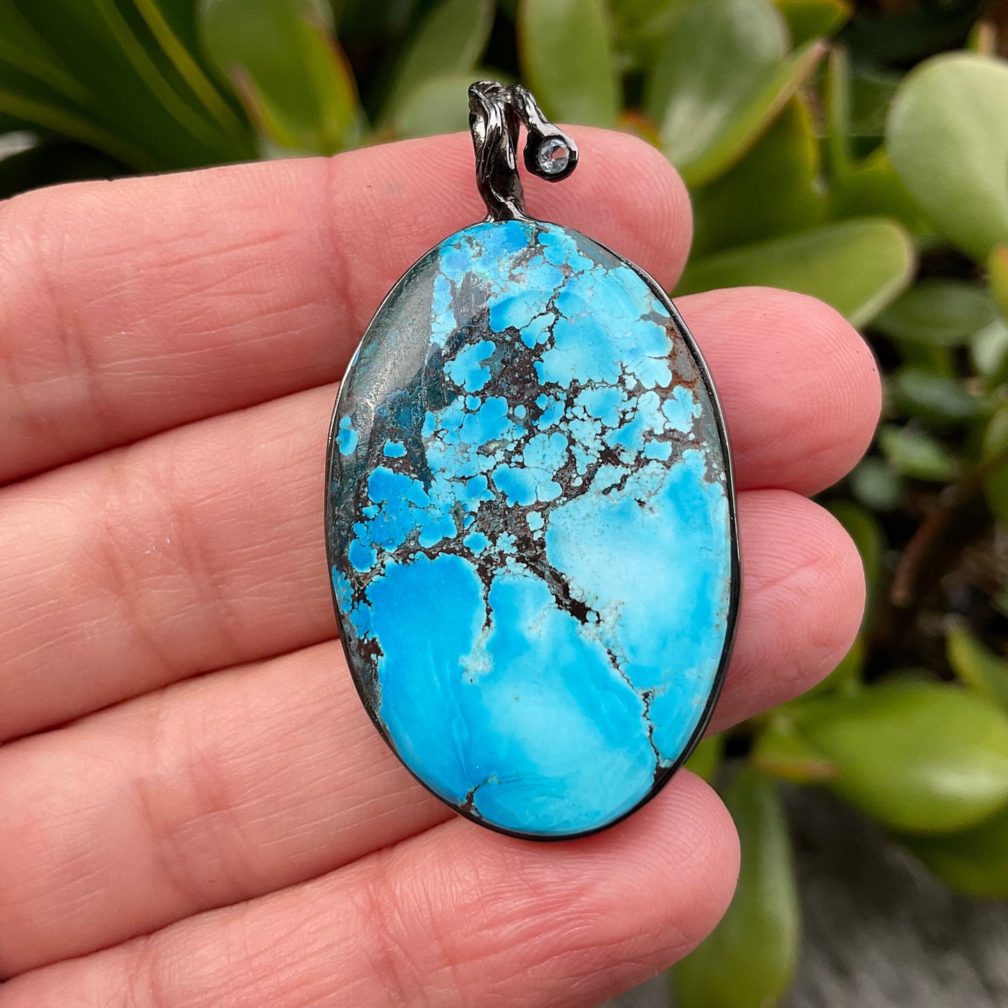 sterling silver genuine turquoise oval shape Pendant Colors Of Etnika