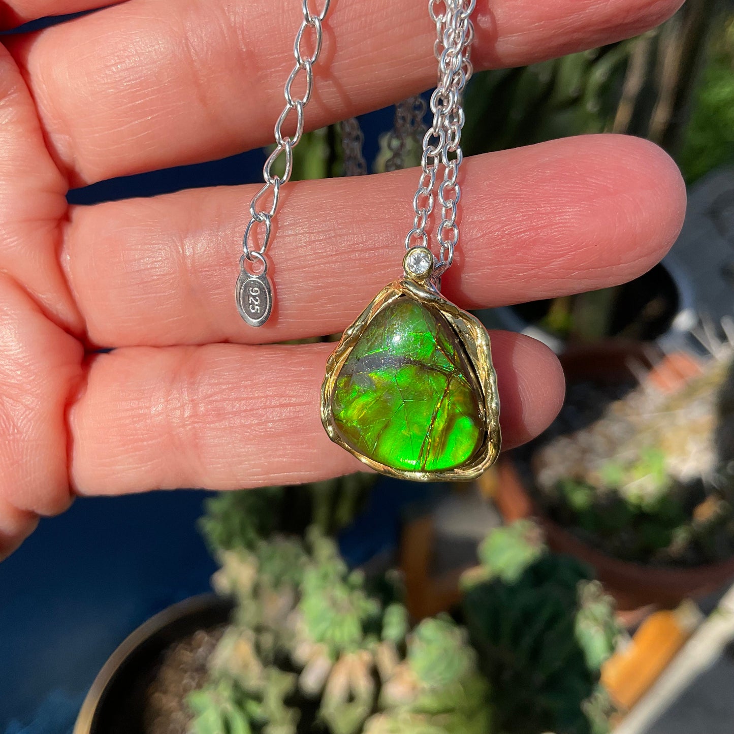 Sterling silver green blue pendant with necklace