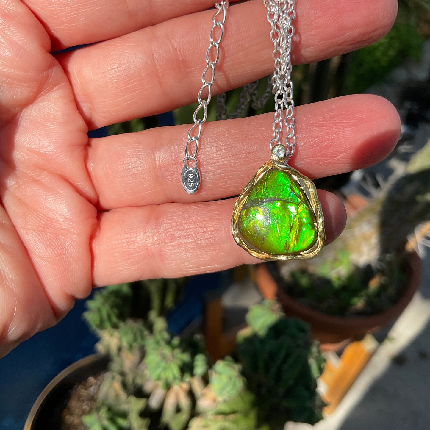 Sterling silver green blue pendant with necklace