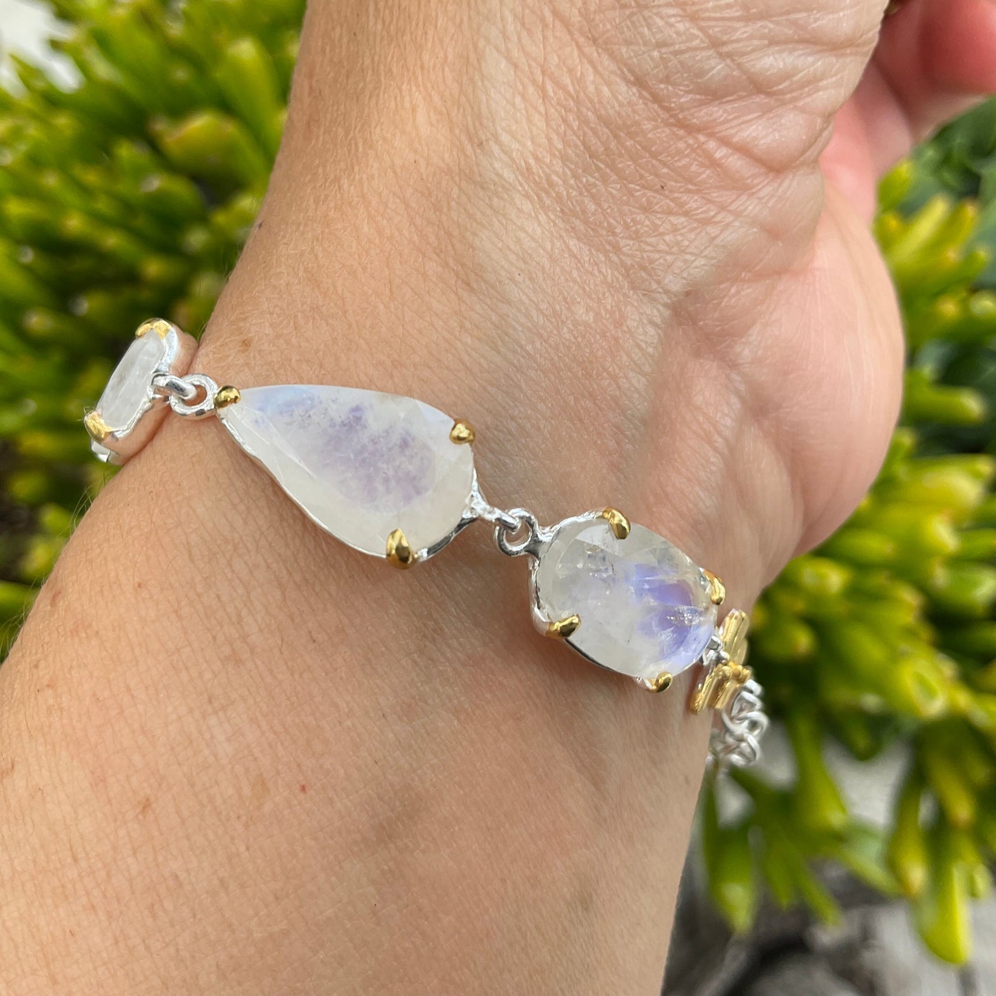 sterling silver Natural moonstone tennis bracelet