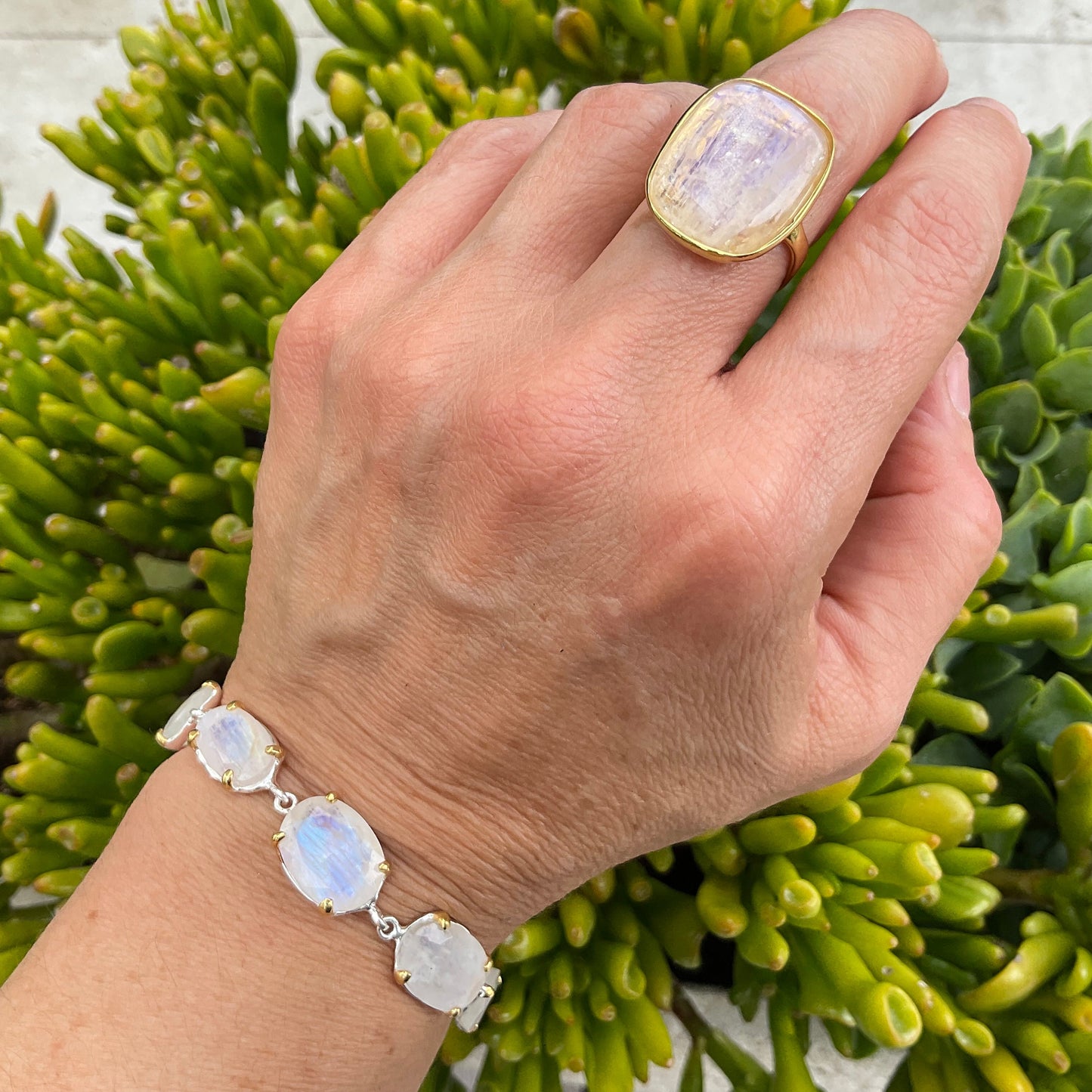 sterling silver Natural moonstone tennis bracelet