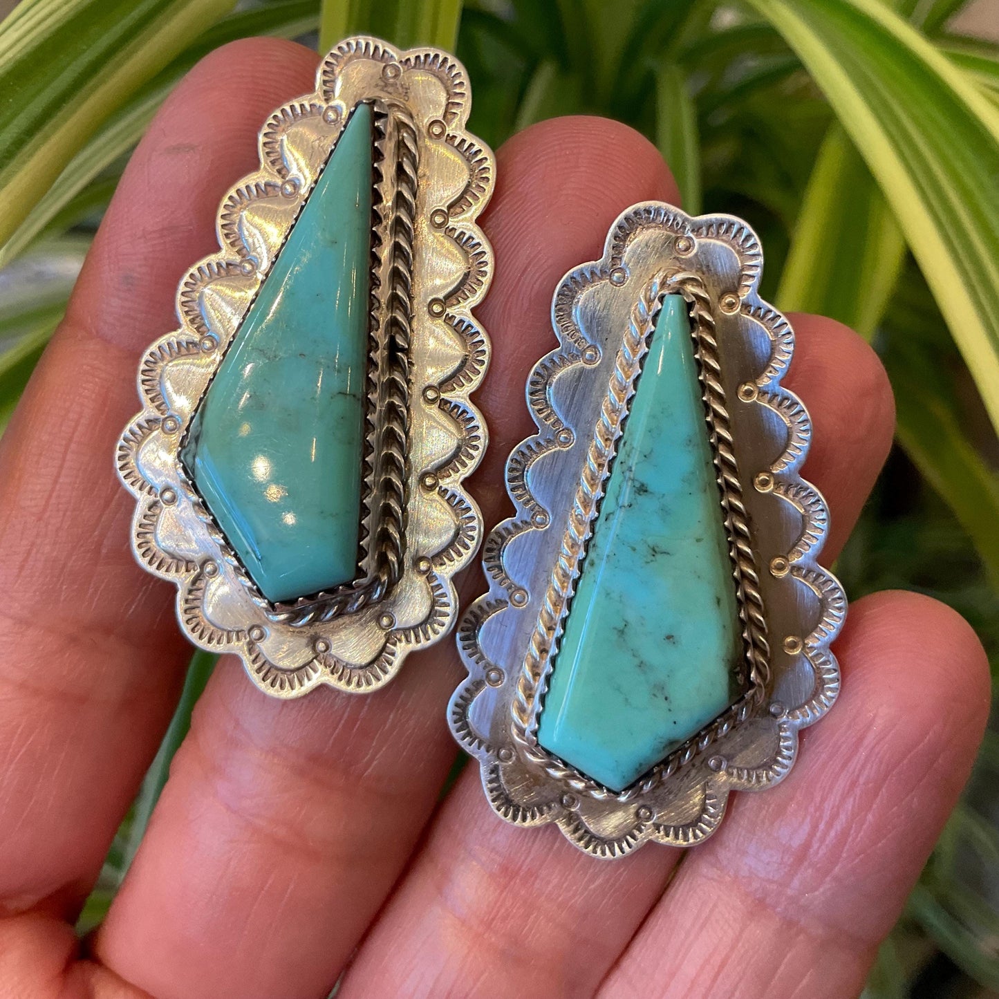 Sterling Silver turquoise vintage statement western stud earrings
