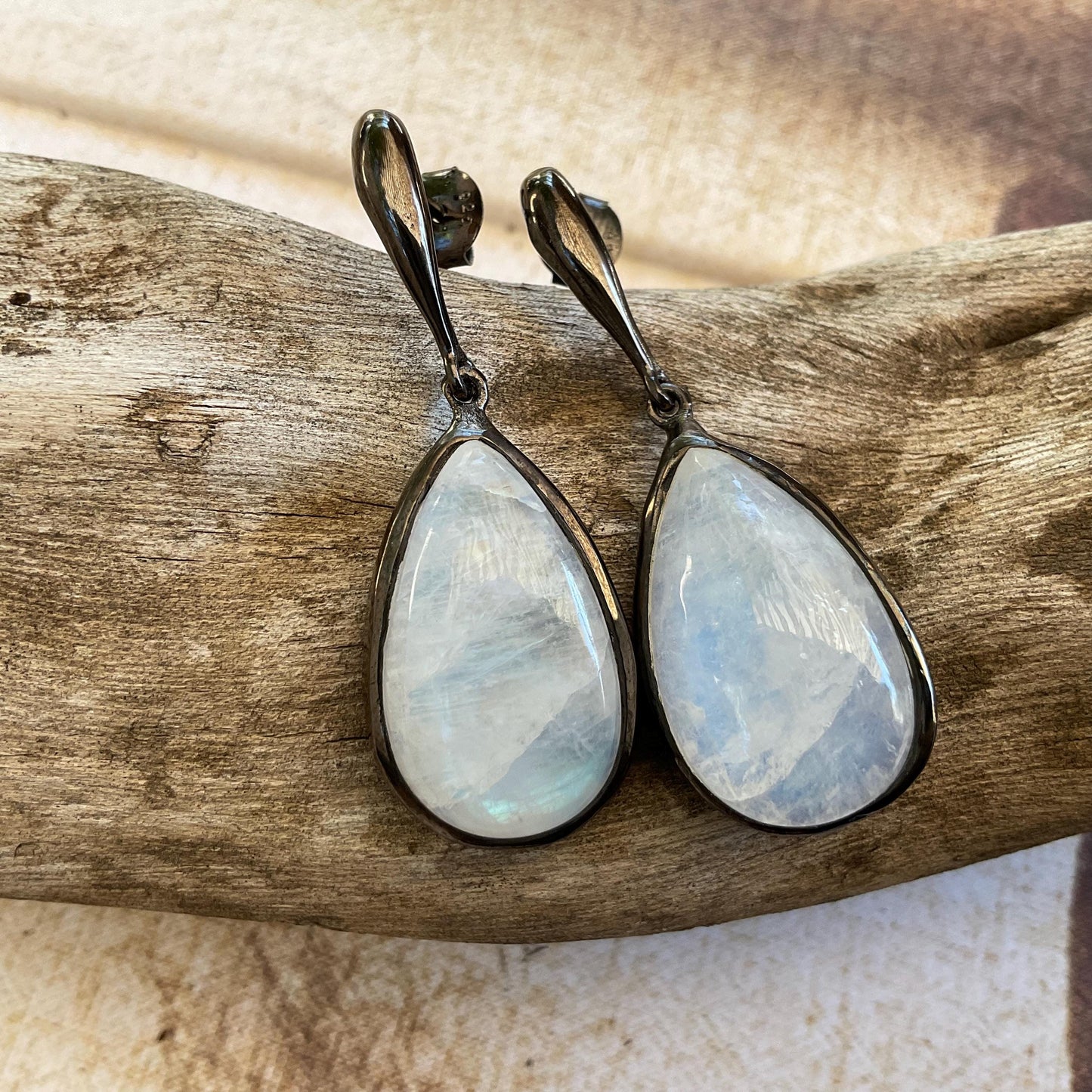 Moonstone Sterling Silver pear shape Dangle Earrings