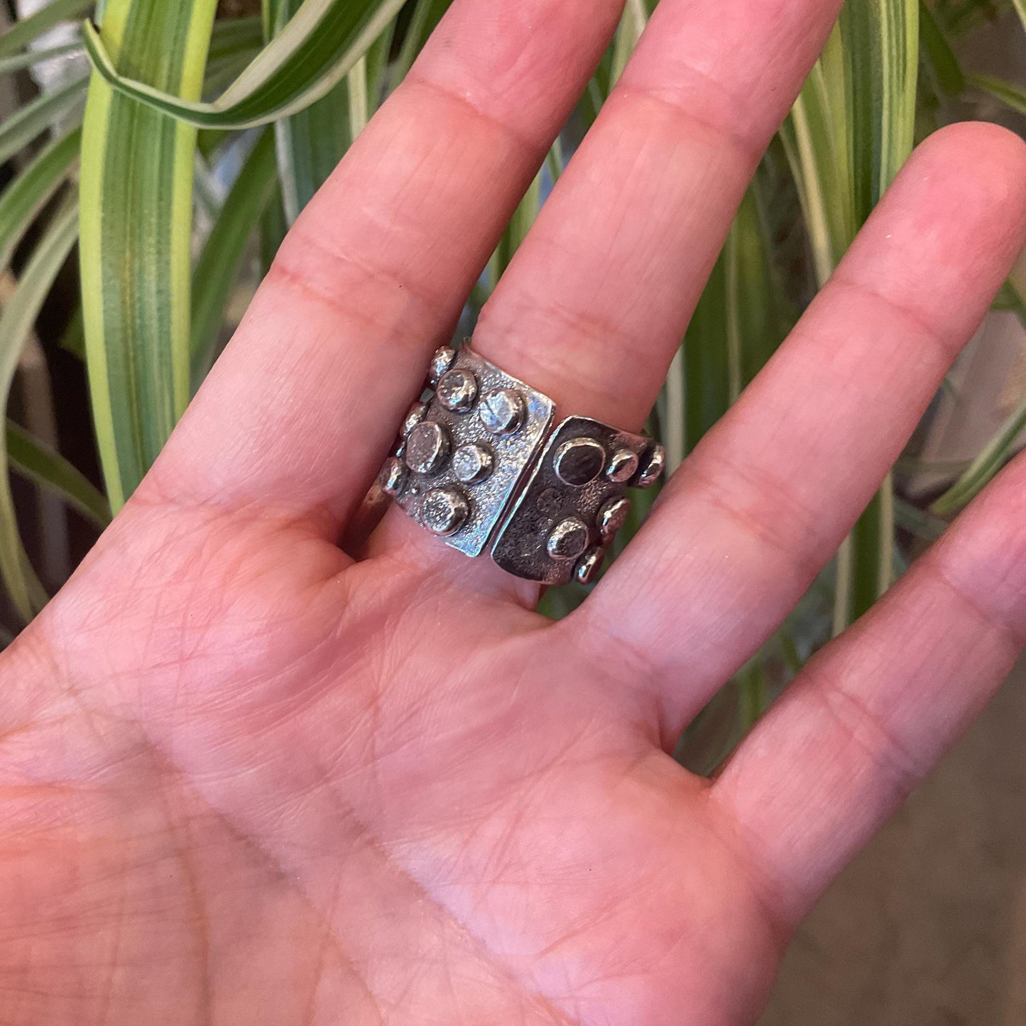 Sterling Statement Guatemalan jade pear shape huge adjustable modernist art cuff ring Colors Of Etnika