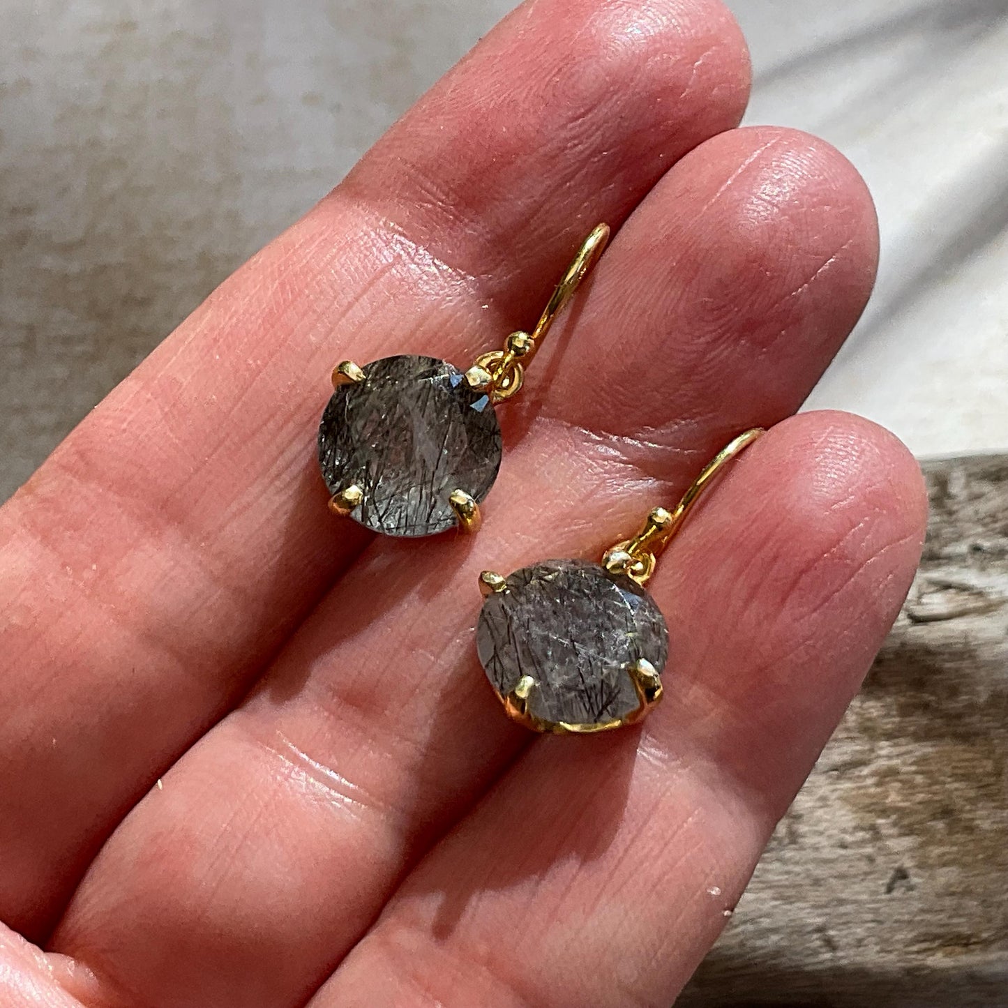 sterling silver statement rutilated quartz gold dangle small earrings