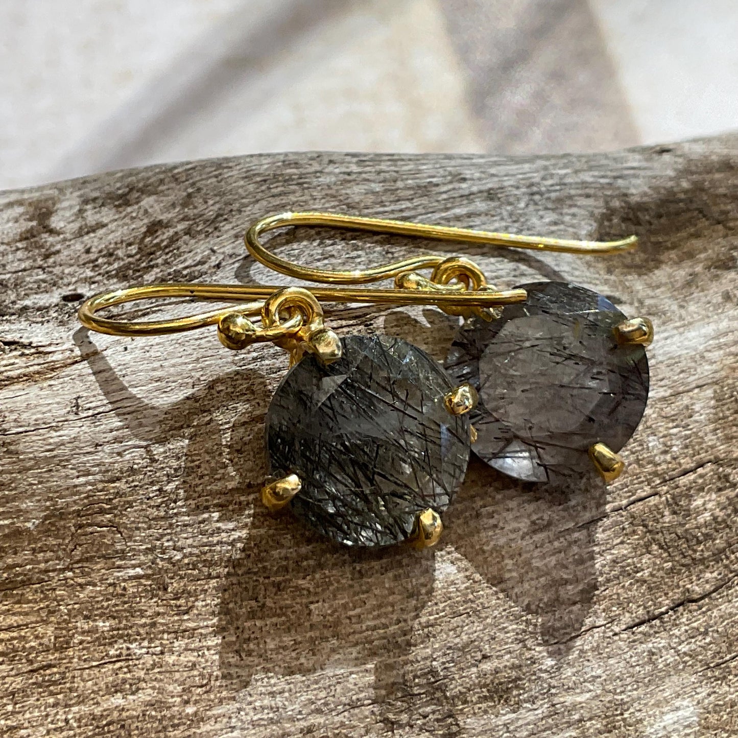 sterling silver statement rutilated quartz gold dangle small earrings