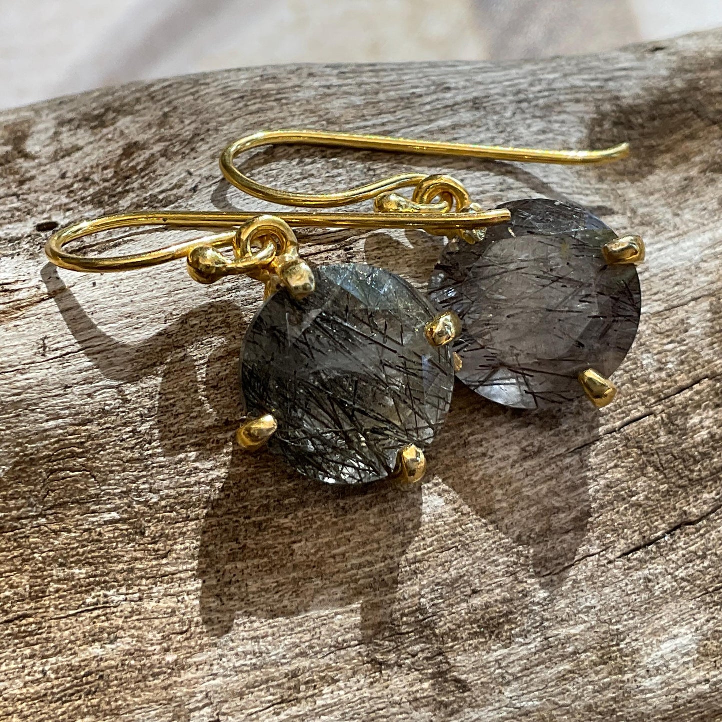 sterling silver statement rutilated quartz gold dangle small earrings