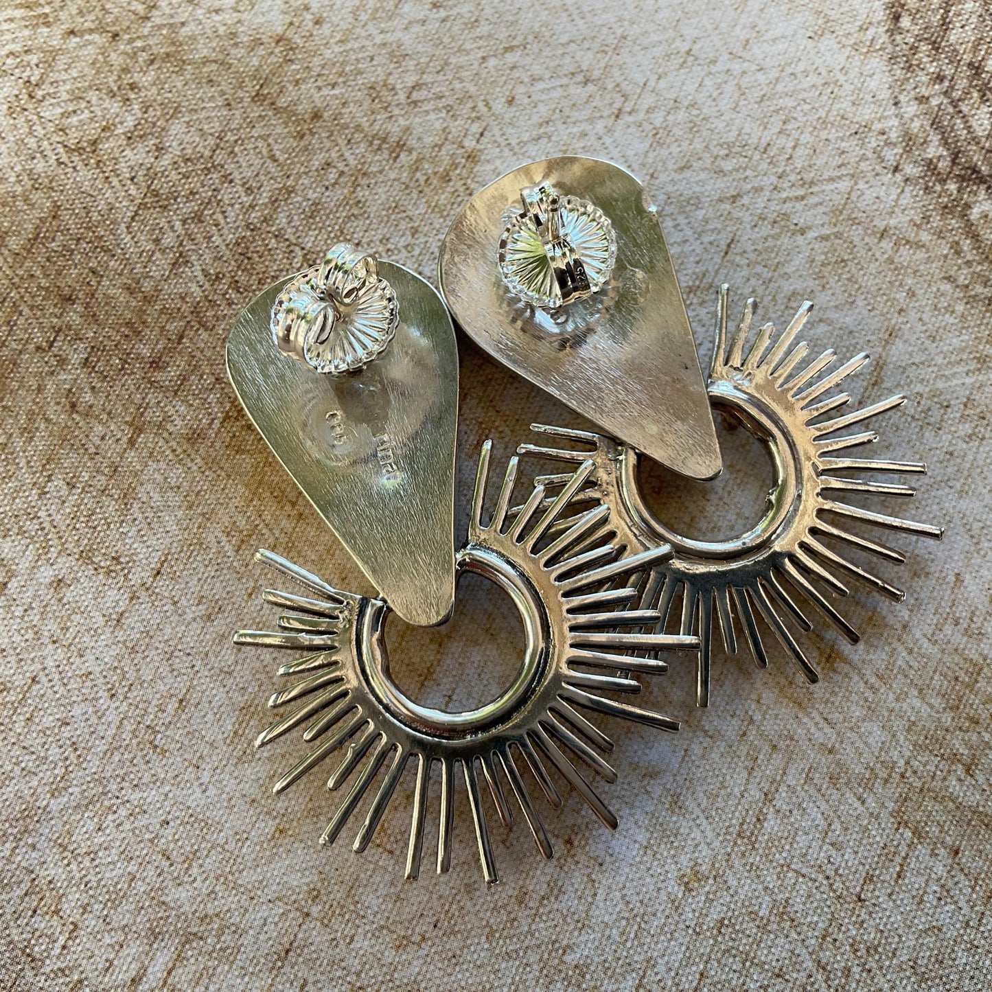 Sterling Silver turquoise sunburst statement post earrings