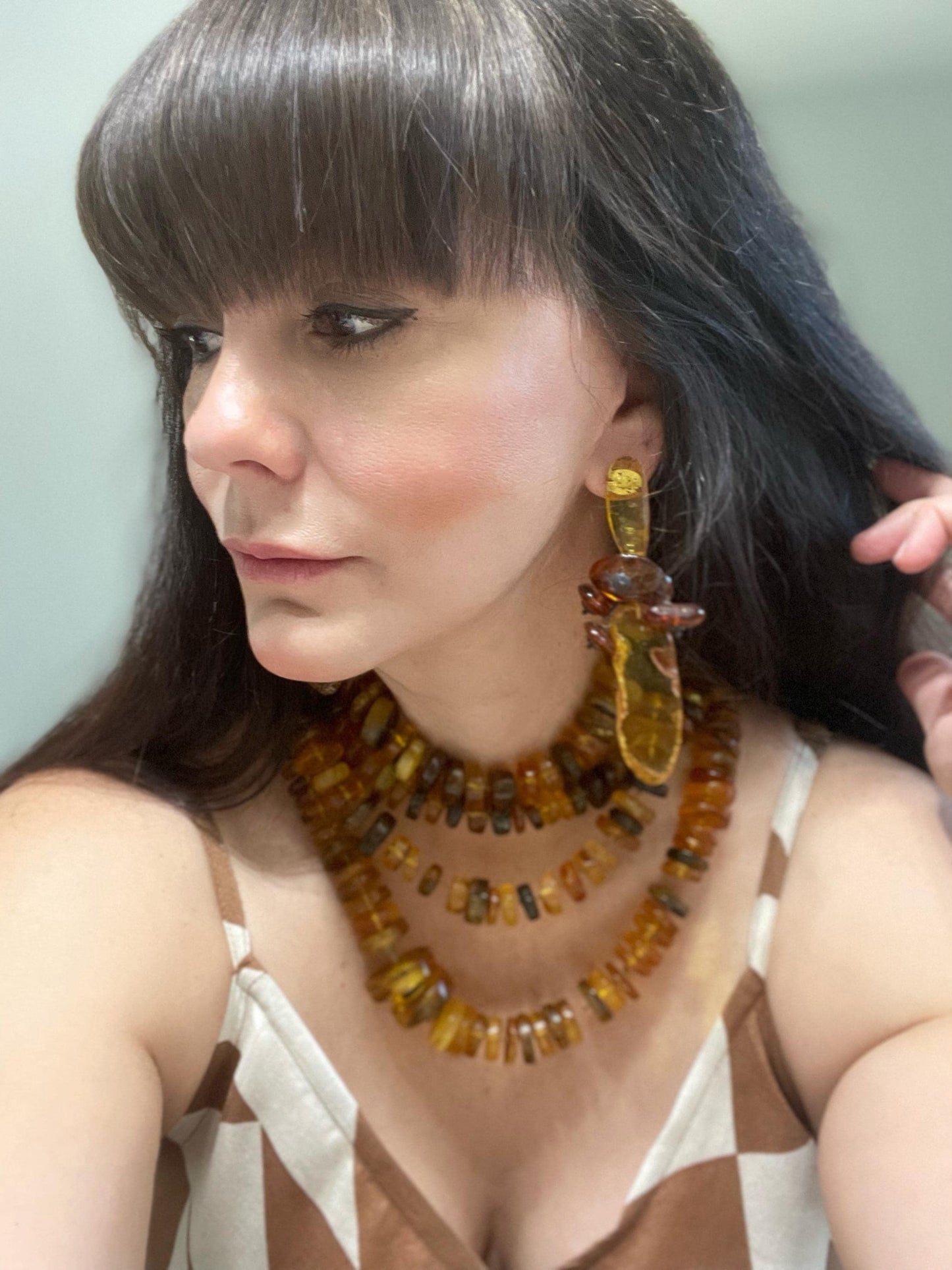 Sterling Silver natural Amber coral oversize statement earrings