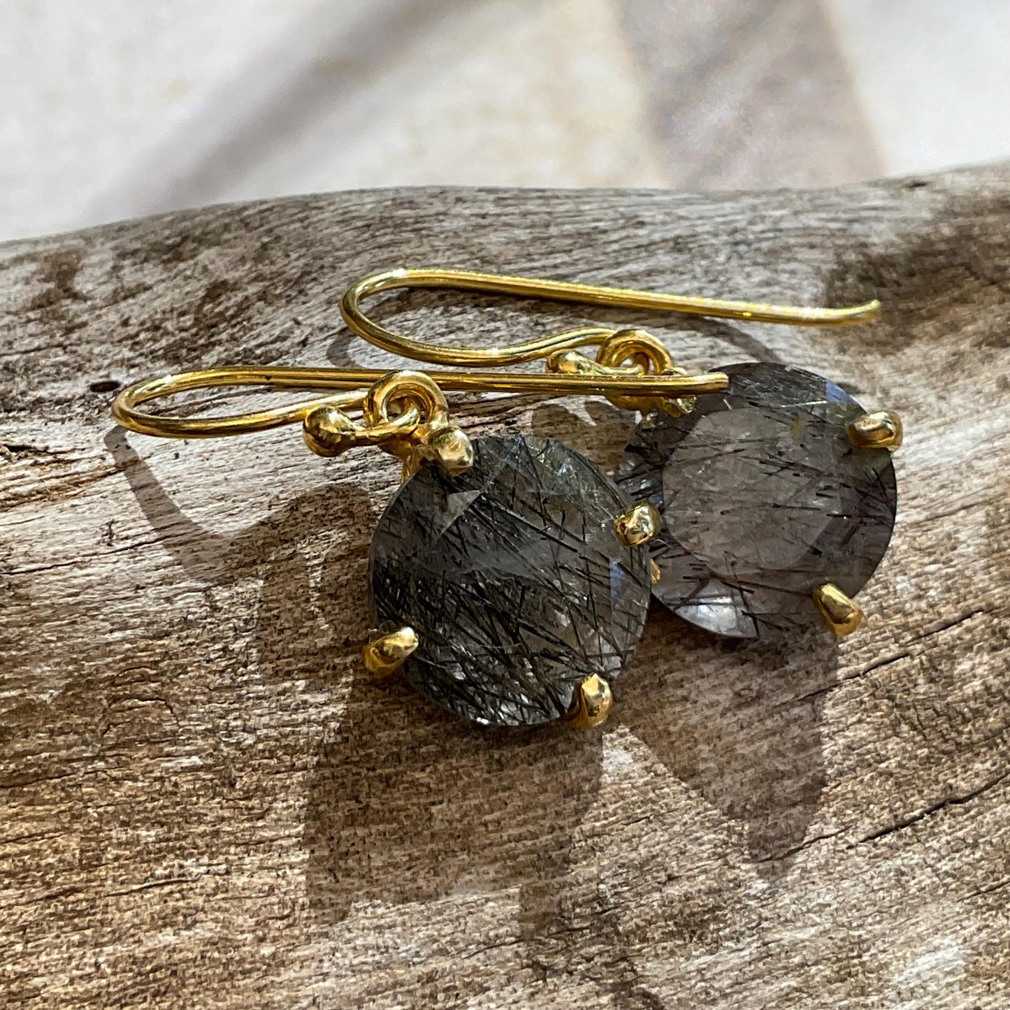 sterling silver statement rutilated quartz gold dangle small earrings